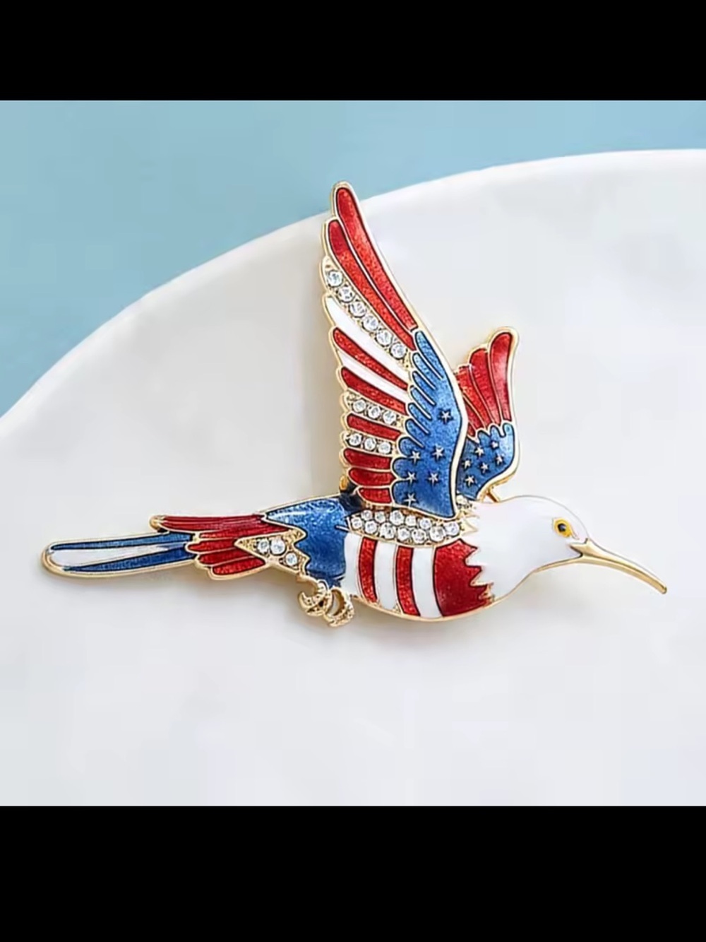 USA Flag Eagle Patriotic Brooch - Picture 6 of 10